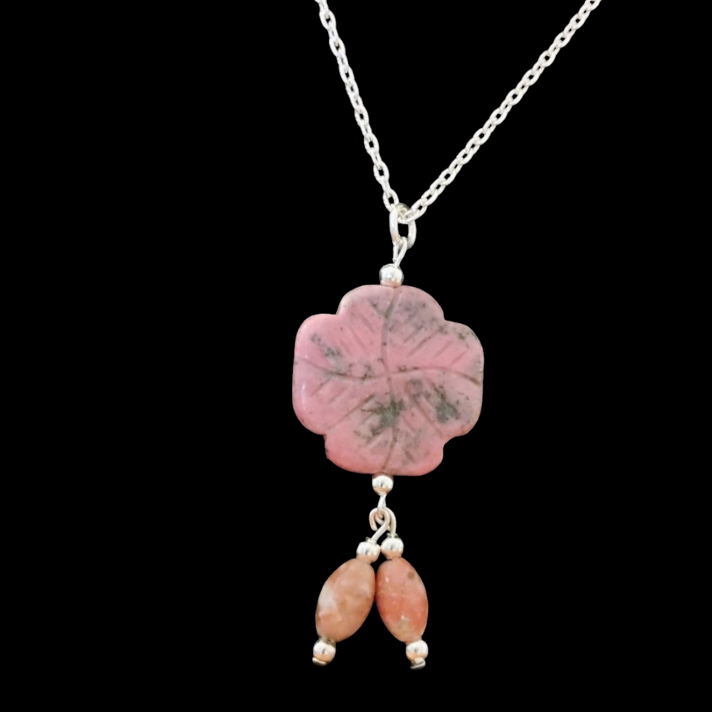 Rhodochrosite Jasper & Sterling Necklace Hand Crafted